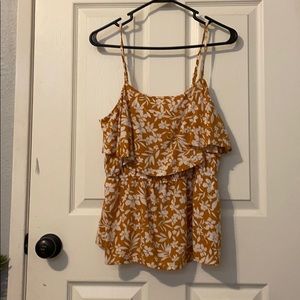 Mustard Yellow and white floral strap blouse